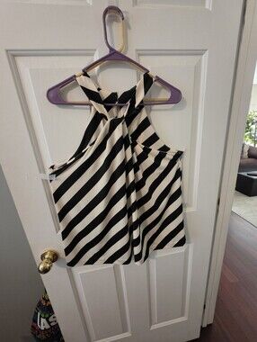 Lane byrant Sleeveless Black and White Striped Halter Top -size 14/16